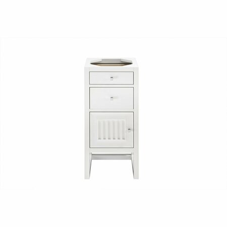 JAMES MARTIN VANITIES Athens 15in Base Cabinet Only w/ Drawers & Left Door, Glossy White E645-B15L-GW